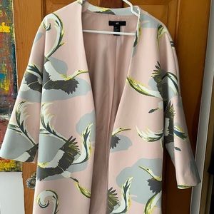 Beautiful oversized open front crane dress jacket.